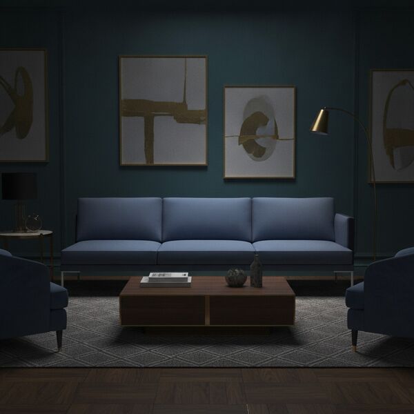 3-Seat Modular Sofa 01 3D model in a living room interior scene