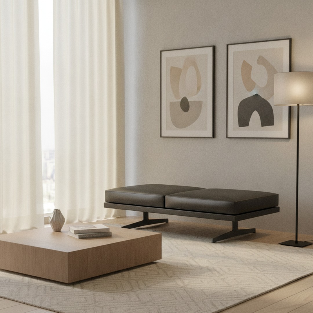 2-Seat Upholstered Bench 02 3D Model