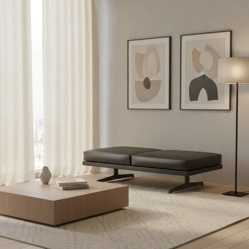 2-Seat Upholstered Bench 02 3D Model
