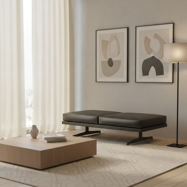 2-Seat Upholstered Bench 02 3D Model