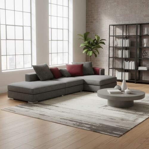 Angular Fabric Black And White Textured Sofa 01 3D Model