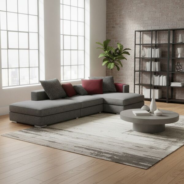 Angular Fabric Black And White Textured Sofa 01 3D Model