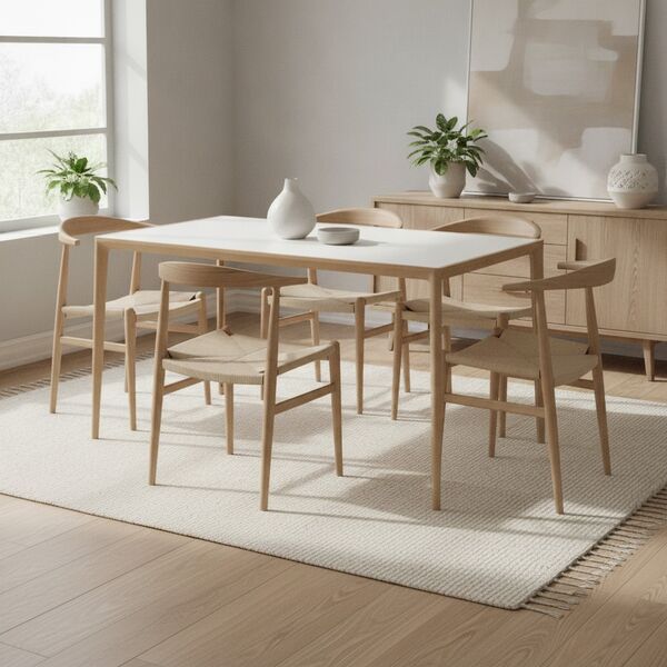 Rectangular Scandinavian Light Wood Table 02 - interior view 1