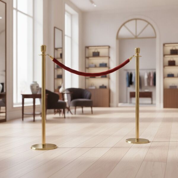 Red Barriers Brass Stand Rope 01 - interior view 1