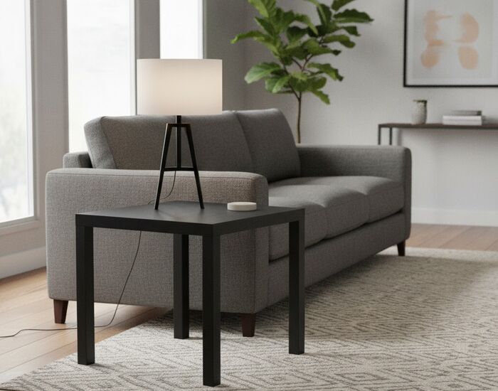Low Squared Wood Black Table 01 3D Model