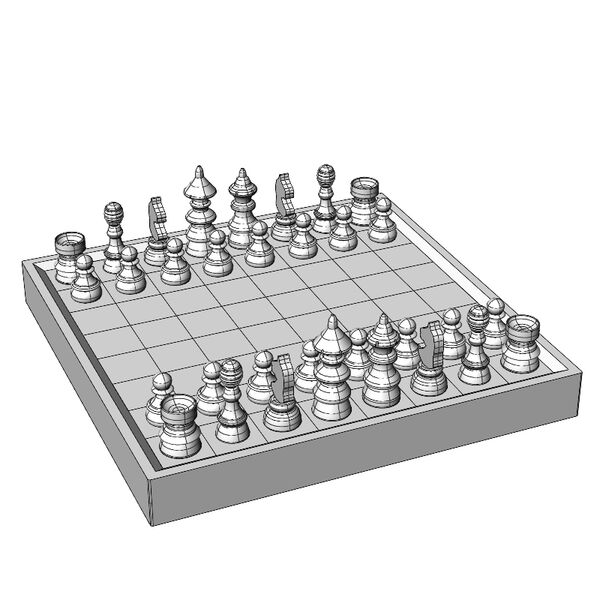 Chess Set 3D Model - shaded view, clean NURBS geometry for Rhino
