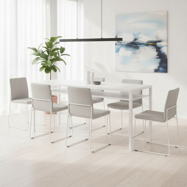 High Rectangular White Wood Table 02 - interior view 1