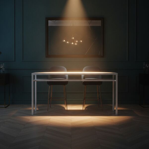 High Rectangular White Wood Table 02 - interior view 2
