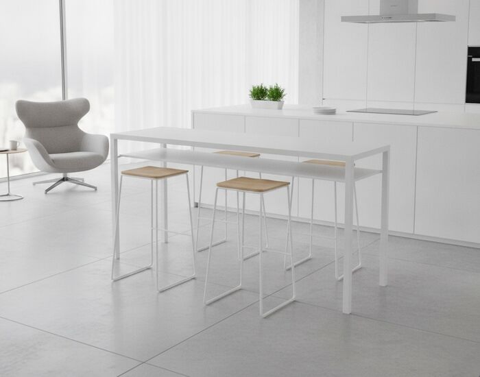 High Rectangular White Wood Table 02 3D Model