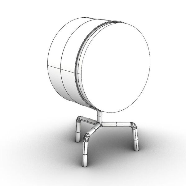 Vitra Tripod Desk Clock 3D model — clay shaded view