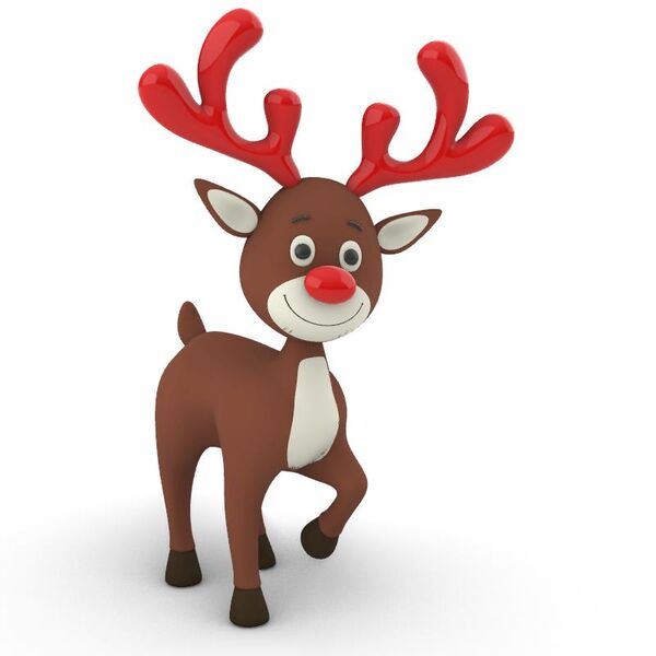Rudolf Reindeer 3D Model - studio render with materials and textures