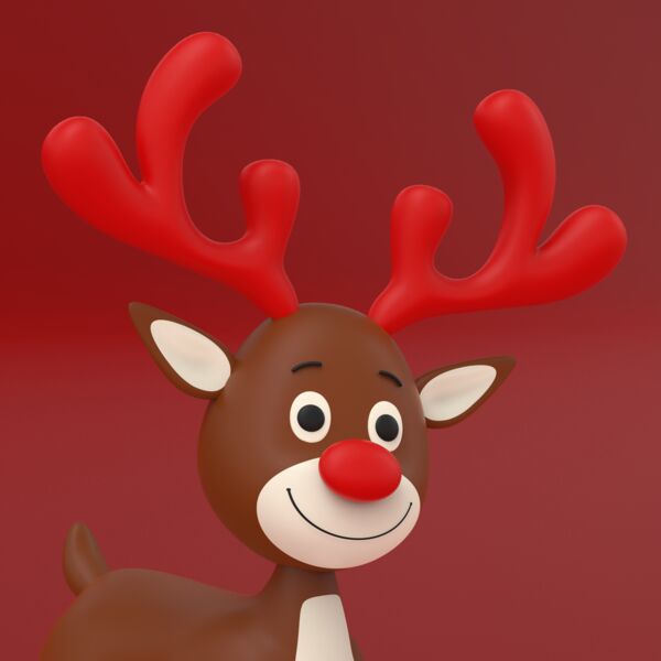 Rudolf Reindeer 3D Model - shaded view, clean NURBS geometry for Rhino