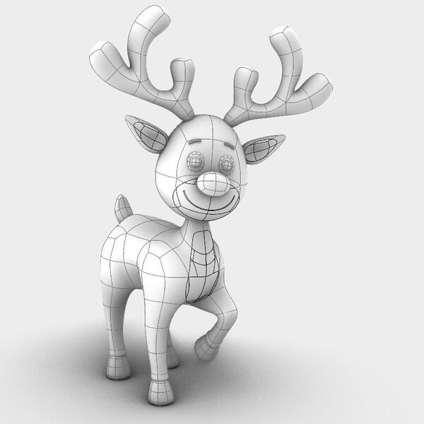 Rudolf Reindeer 3D Model - studio render with materials and textures