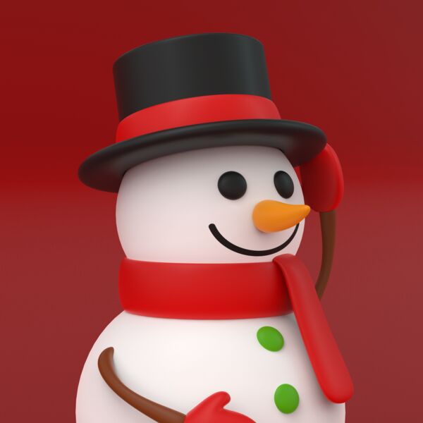 Snowman 3D Model - shaded view, clean NURBS geometry for Rhino