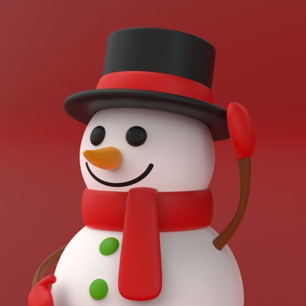 Snowman 3D Model - studio render with materials and textures