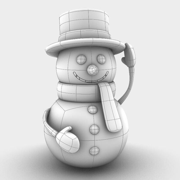 Snowman 3D Model - studio render with materials and textures