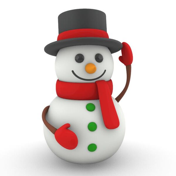 Snowman 3D Model - studio render with materials and textures