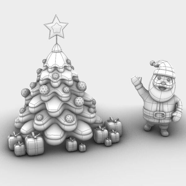 Set Xmas 2 3D Model - studio render with materials and textures