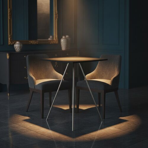 High Square Wood Top Metal Stand Table 05 3D Model