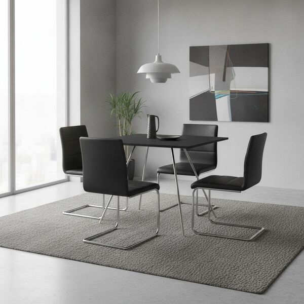 High Square Wood Top Metal Stand Table 05 - interior view 1
