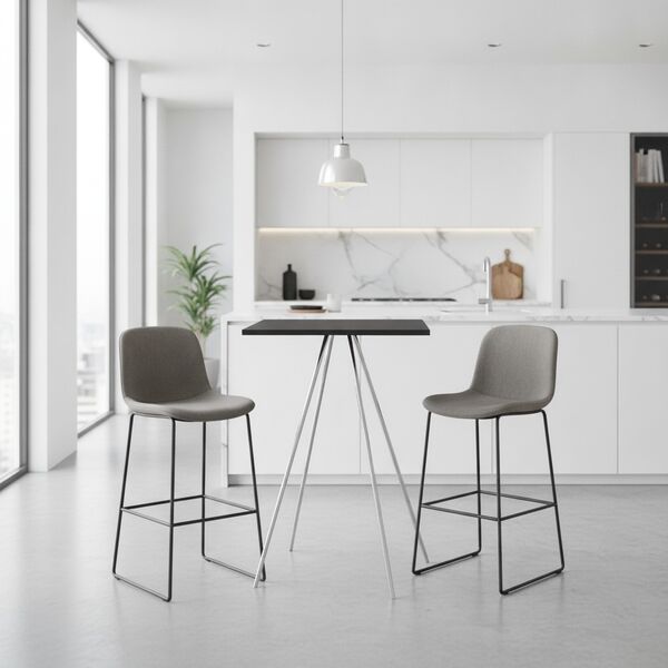 High Square Wood Top Metal Stand Table 05 - interior view 2