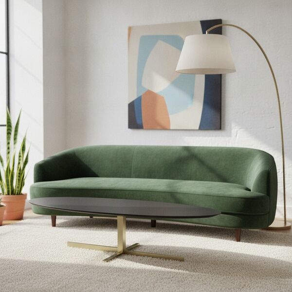 Low Oval Top Wood Metal Stand Table 01 - interior view 1