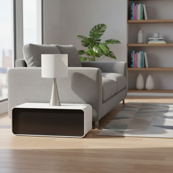 Low Rectangular Plastic White And Black Table 04 - interior view 1