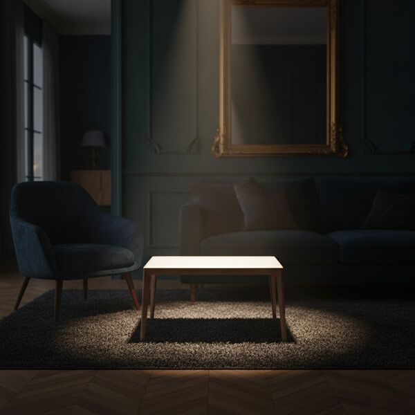 Low Rectangular Scandinavian Light Wood Table 02 - interior view 2
