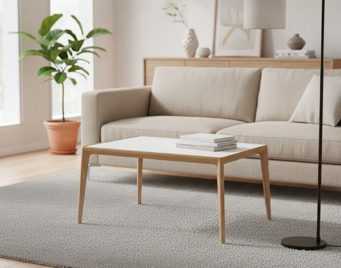 Low Rectangular Scandinavian Light Wood Table 02 3D Model