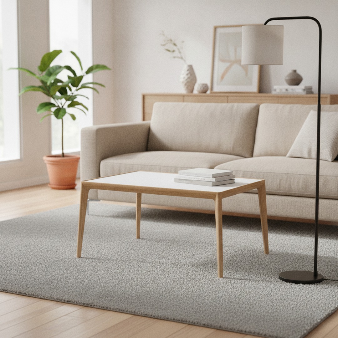 Low Rectangular Scandinavian Light Wood Table 02 3D Model