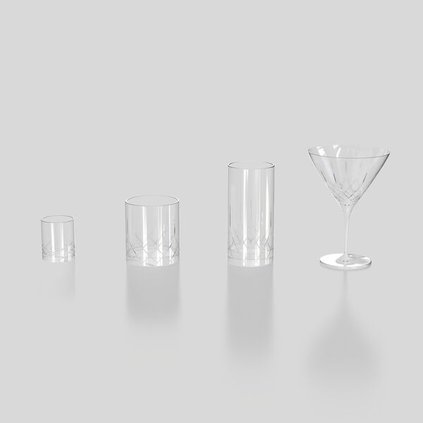 Glass Set 3D Model - studio render with materials and textures