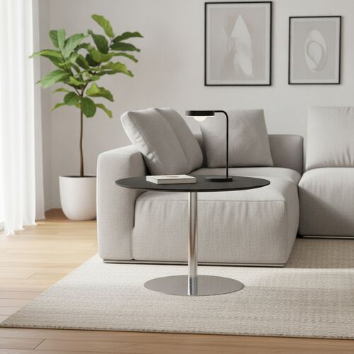 Low Round Black Top Metal Stand Table 03 3D Model