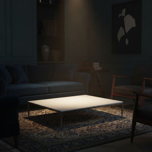 Low Rectangular White Top Metal Stand Table 07 - interior view 2