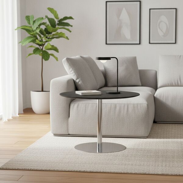 Low Round Black Top Metal Stand Table 03 3D Model