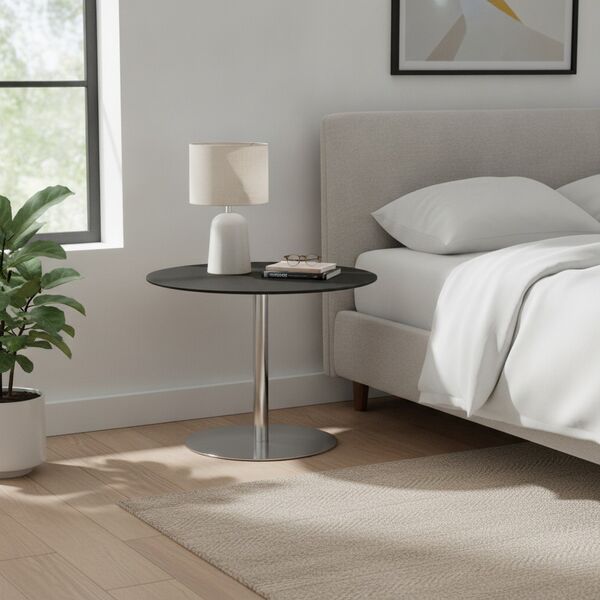 Low Round Black Top Metal Stand Table 03 - interior view 1