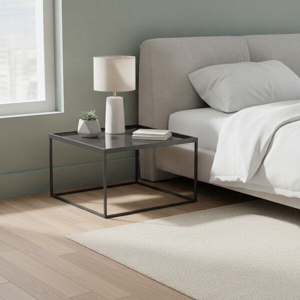 Low Squared Black Metal Frame Glass Top Table 02 - interior view 1