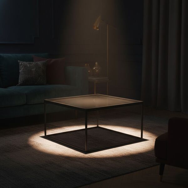Low Squared Black Metal Frame Glass Top Table 02 - interior view 2