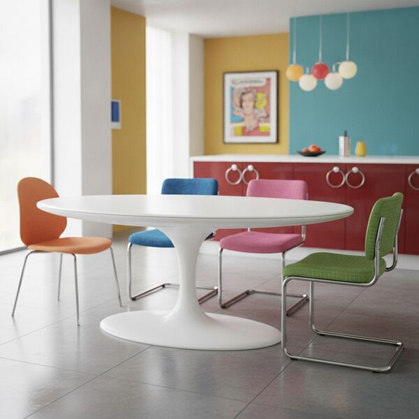 Oval White Plastic Table 01 - interior view 1