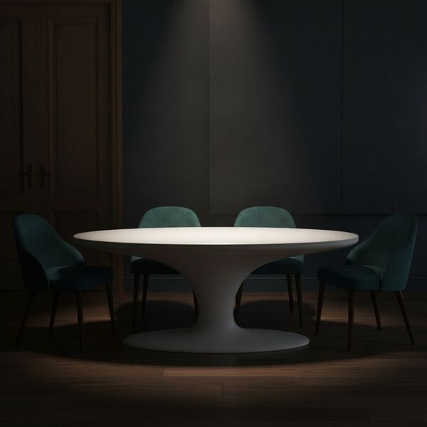 Oval White Plastic Table 01 - interior view 2