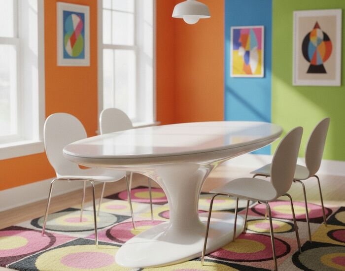 Oval White Plastic Table 01 3D Model