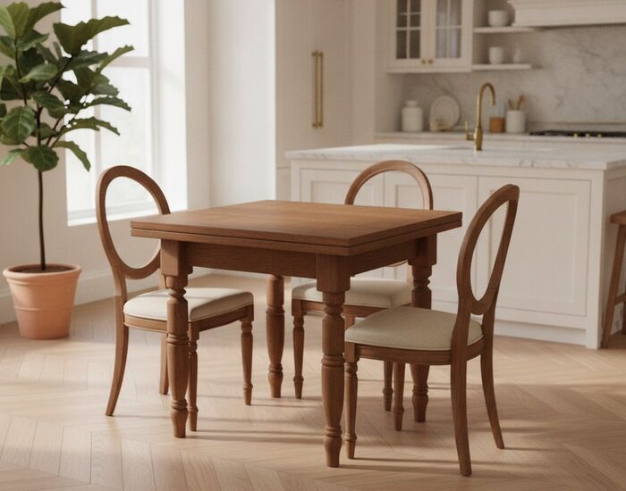 Square Classic Wood Table 01 3D Model
