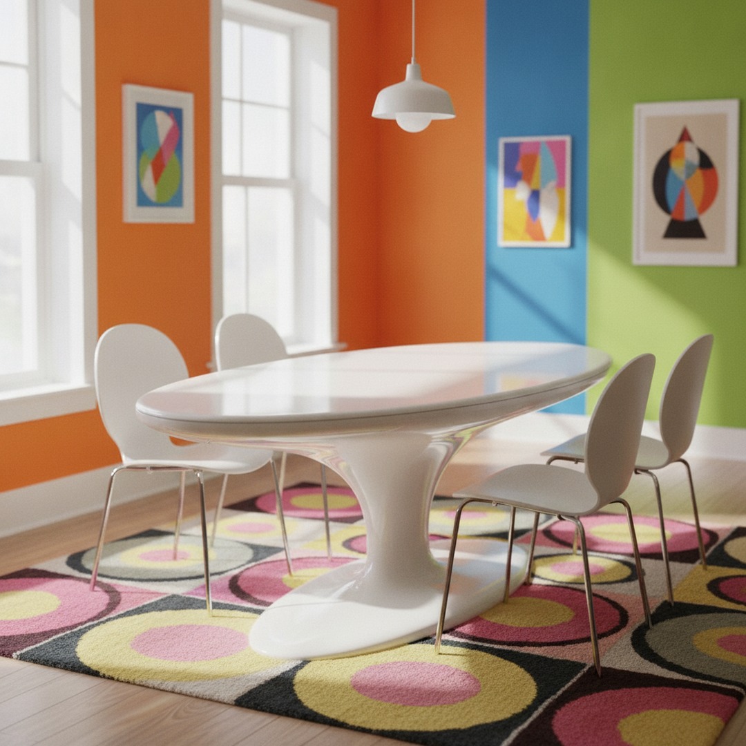 Oval White Plastic Table 01 3D Model