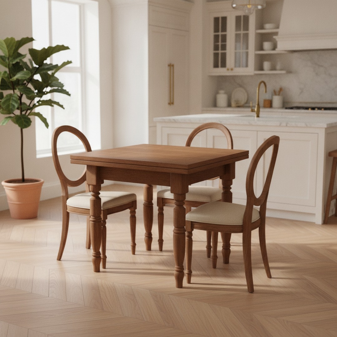 Square Classic Wood Table 01 3D Model