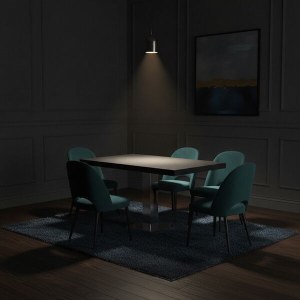 Rectangular Black Top Metal Stand Table 02 - interior view 2