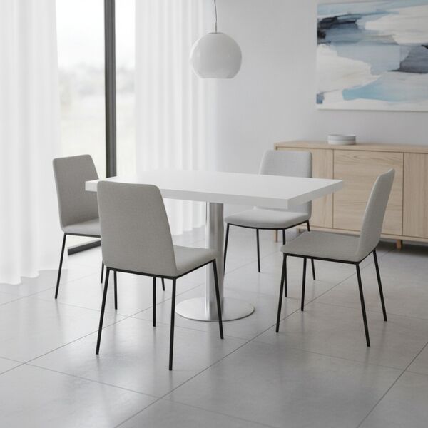 Rectangular White Top Metal Stand Table 01 - interior view 1