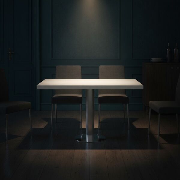 Rectangular White Top Metal Stand Table 01 - interior view 2