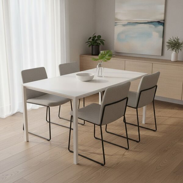 Rectangular White Top Metal Stand Table 03 3D Model