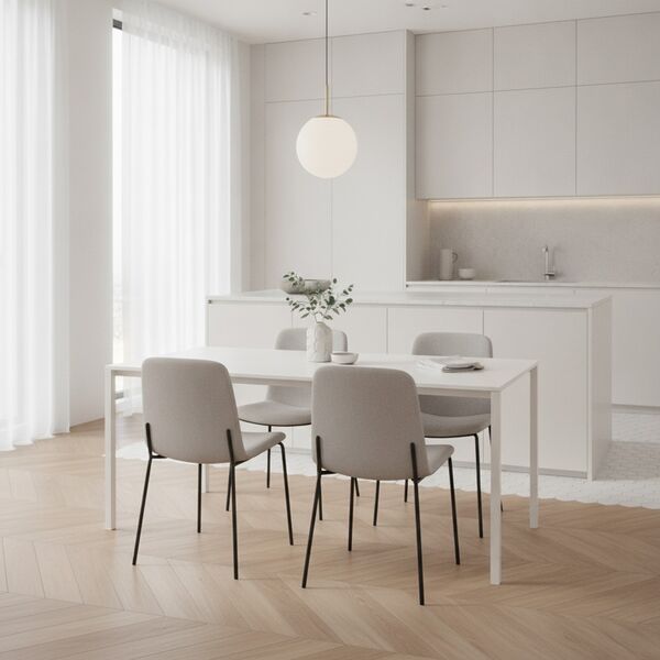 Rectangular White Top Metal Stand Table 03 - interior view 1