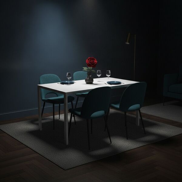 Rectangular White Top Metal Stand Table 03 - interior view 2