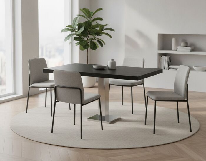 Rectangular Black Top Metal Stand Table 02 3D Model